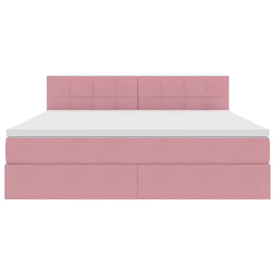 Lit de Rangement avec matelas Rose 160 x 200 cm Velours - 7