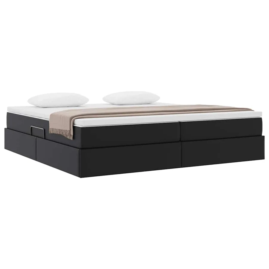 Lit avec rangement et matelas Noir 200 x 200 cm Simili cuir - 3