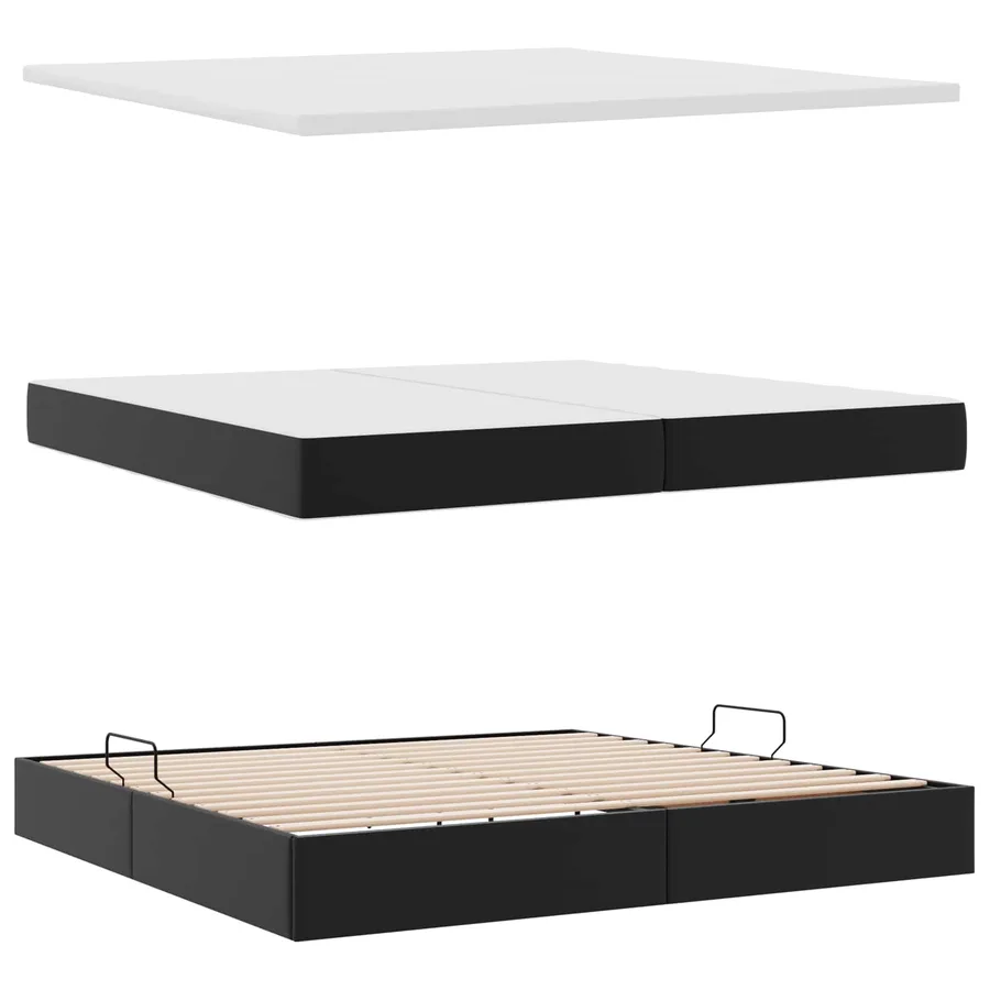 Lit avec rangement et matelas Noir 200 x 200 cm Simili cuir - 7