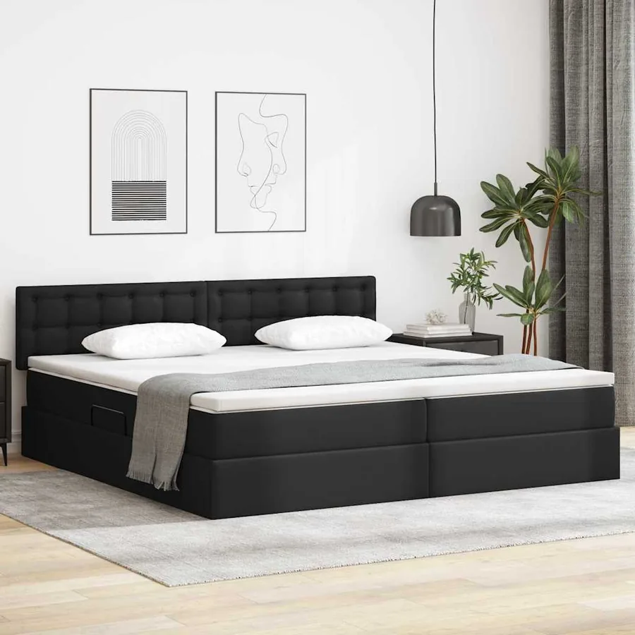 Lit avec rangement et LED avec matelas Gris clair 200 x 200 cm