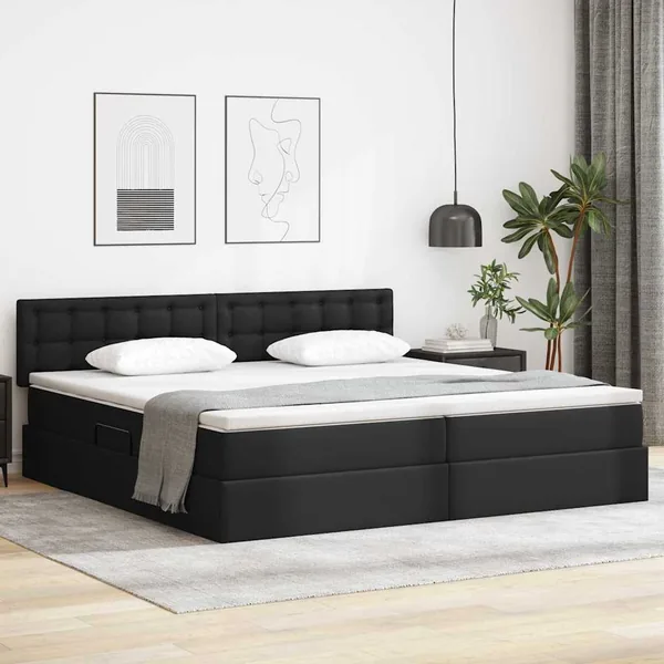 Lit avec rangement et LED avec matelas Gris clair 200 x 200 cm