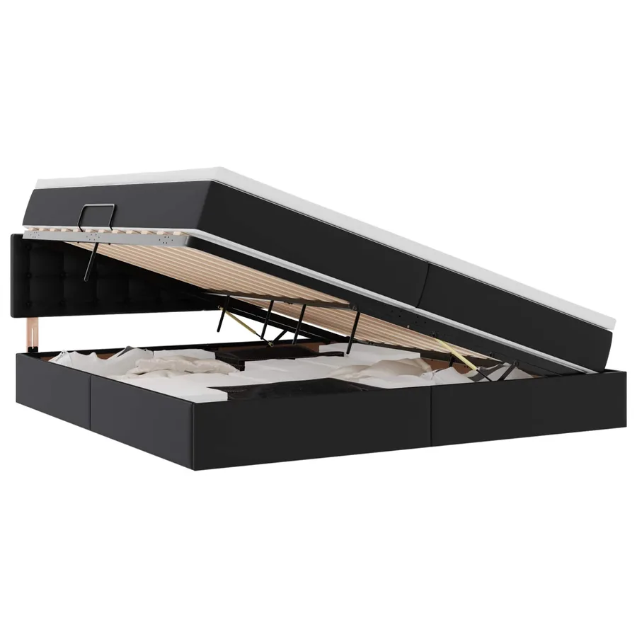 Lit avec rangement et LED avec matelas Gris clair 200 x 200 cm - 2