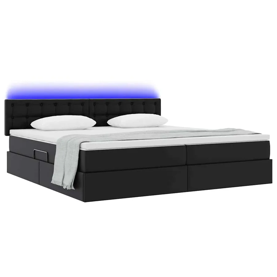 Lit avec rangement et LED avec matelas Gris clair 200 x 200 cm - 3