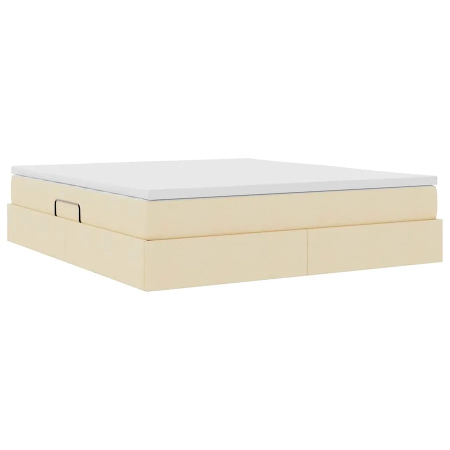 Lit avec rangement et matelas Crème 160 x 200 cm Polyester - 10