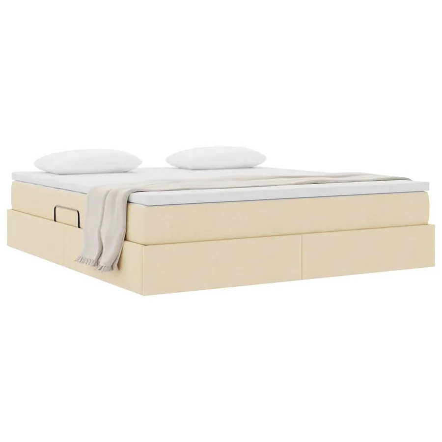Lit avec rangement et matelas Crème 160 x 200 cm Polyester - 3