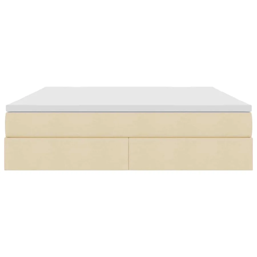 Lit avec rangement et matelas Crème 160 x 200 cm Polyester - 7