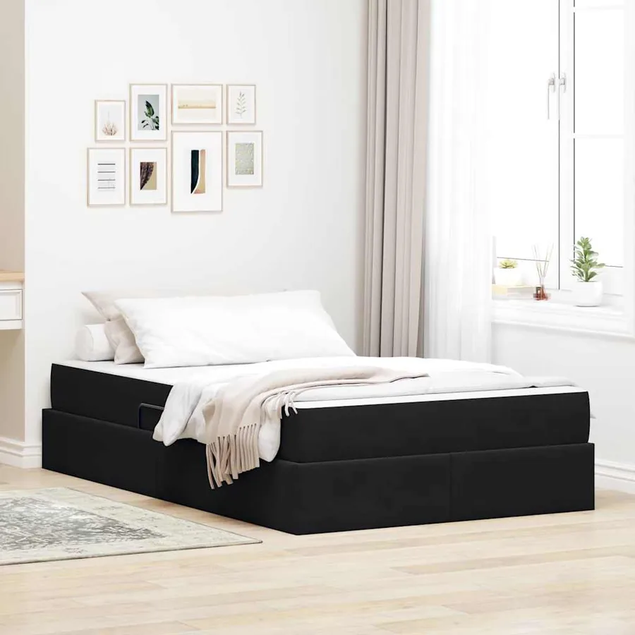 Lit avec rangement et matelas Noir 120 x 200 cm Velours