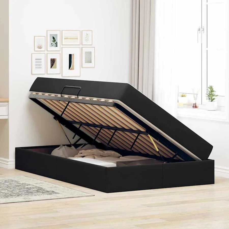 Lit avec rangement et matelas Noir 120 x 200 cm Velours - 4