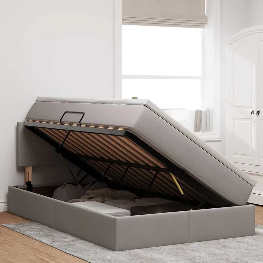 Lit avec rangement et matelas avec matelas Taupe 120 x 190 cm - 4