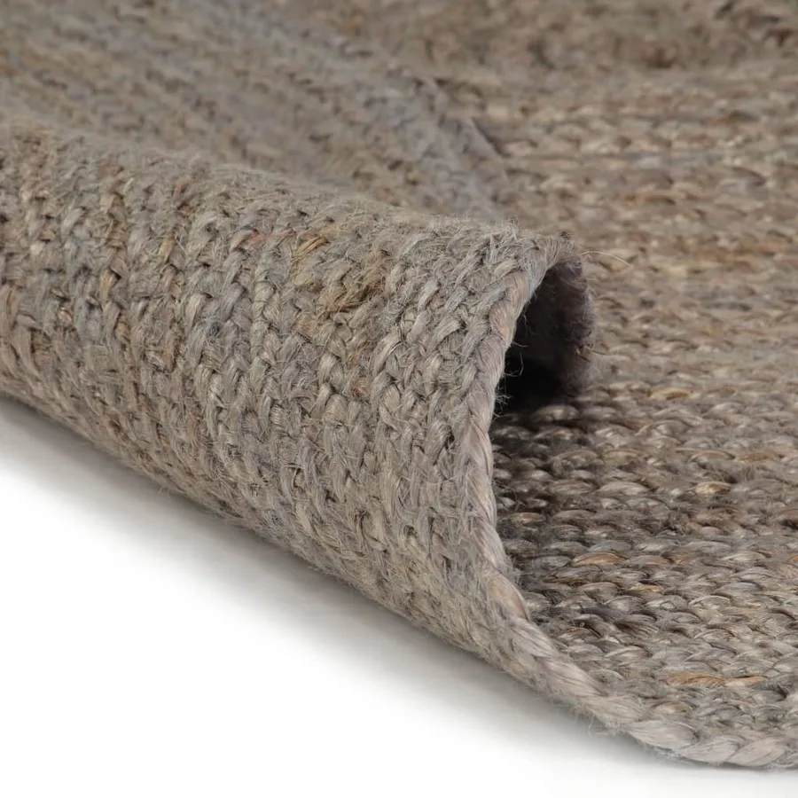 Tapis fait à la main Jute Rond 90 cm Gris - 2