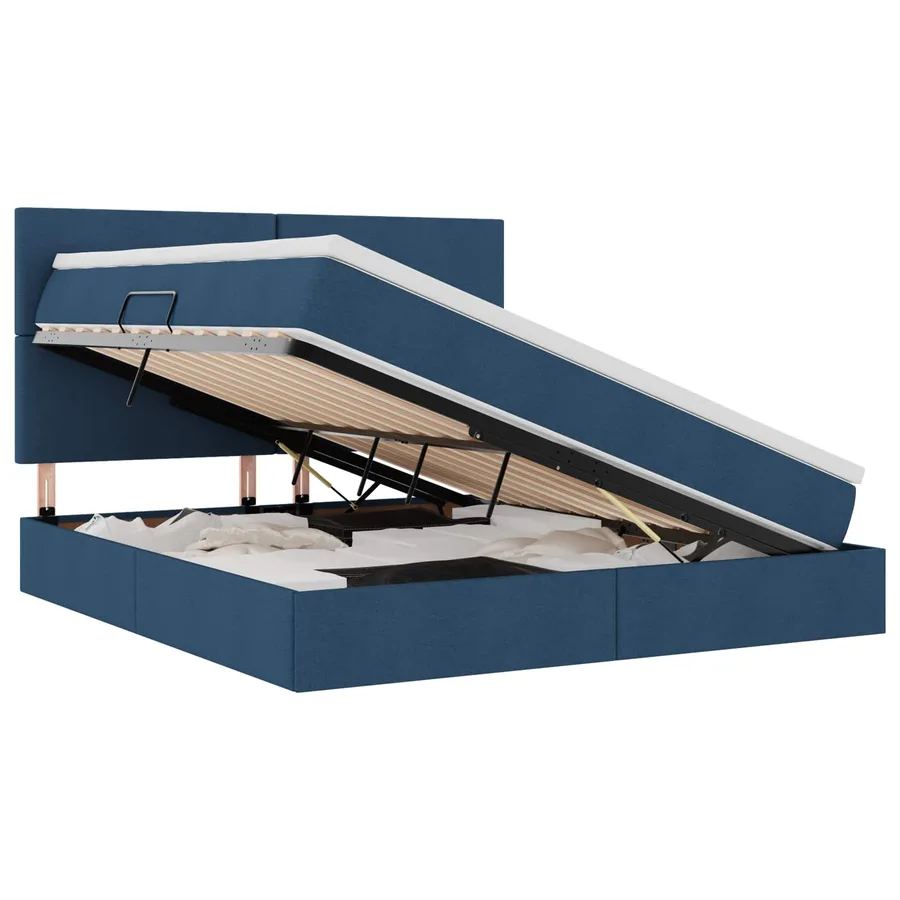 Lit de rangement LED avec matelas Bleu 160 x 200 cm Tissu - 2