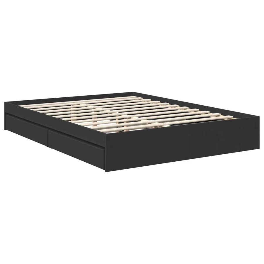 Lit de Rangement Noir 150 x 200 cm Bois d'ingénierie - 6