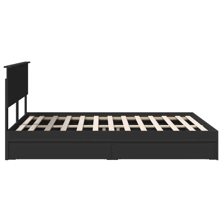 Lit de Rangement Noir 150 x 200 cm Bois d'ingénierie - 9