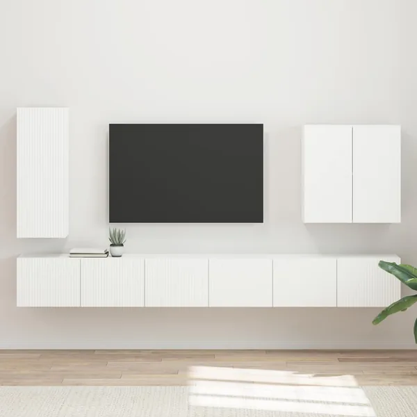 Ensemble de meuble TV mural Montage mural 6 pcs Blanc