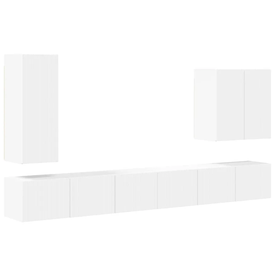 Ensemble de meuble TV mural Montage mural 6 pcs Blanc - 2