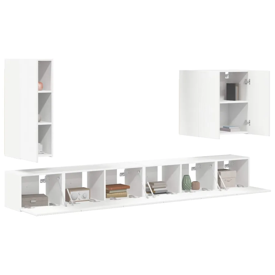 Ensemble de meuble TV mural Montage mural 6 pcs Blanc - 3