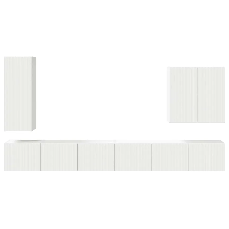 Ensemble de meuble TV mural Montage mural 6 pcs Blanc - 9