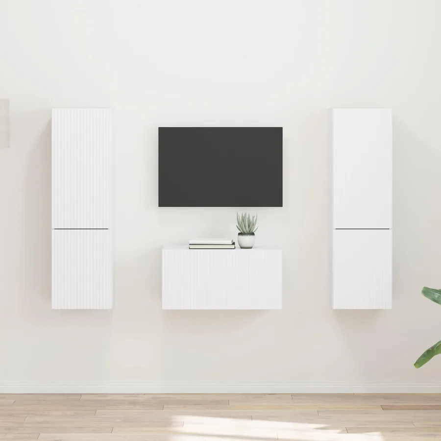 Ensemble meuble TV 5 pcs Blanc Bois d'ingénierie