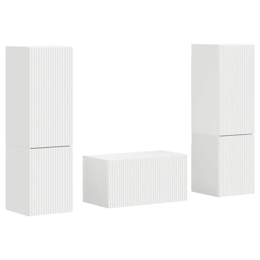 Ensemble meuble TV 5 pcs Blanc Bois d'ingénierie - 2