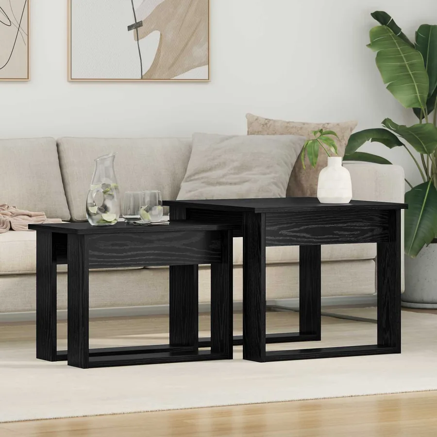 Ensemble de tables basses 2 pcs Chêne noir Bois d'ingénierie