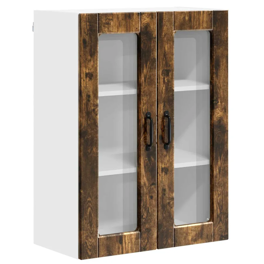 Cabinet en verre mural PORTO Chêne fumé 60 x 31 x 80 cm - 2