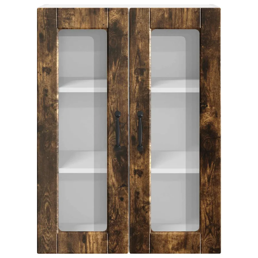 Cabinet en verre mural PORTO Chêne fumé 60 x 31 x 80 cm - 6