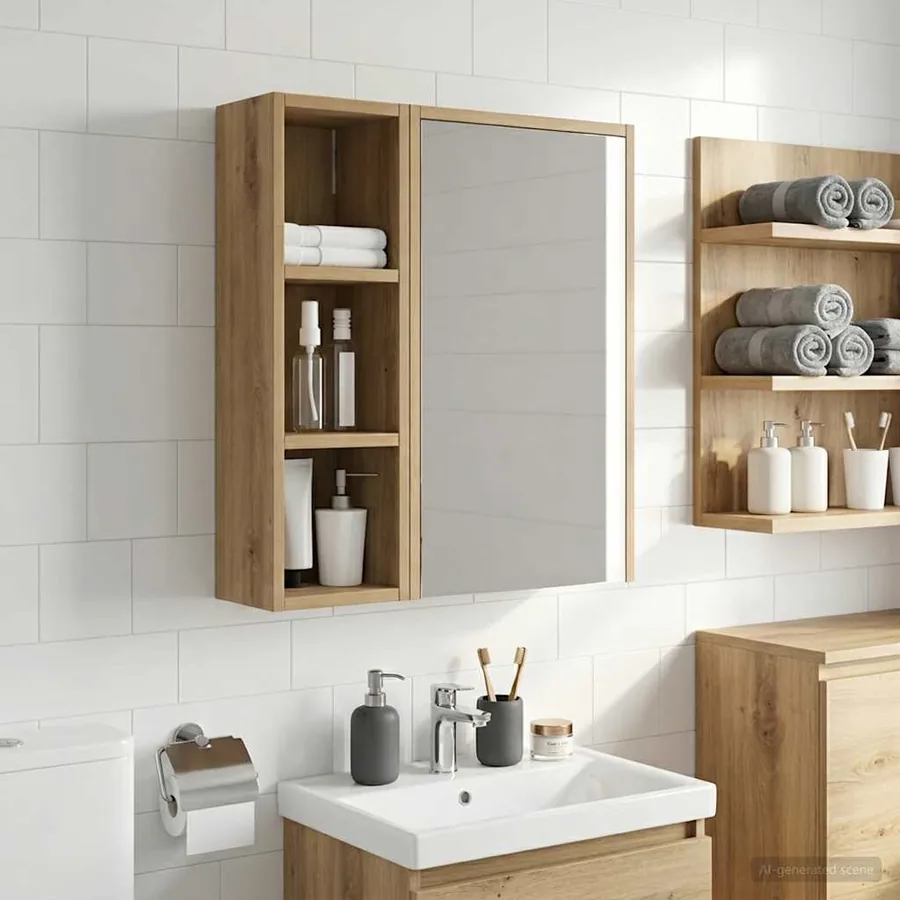 Armoire murale de salle de bain Chêne artisan 20 x 16 x 62,5 cm