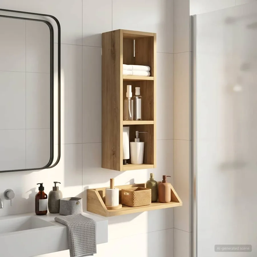 Armoire murale de salle de bain Chêne artisan 20 x 16 x 62,5 cm - 4