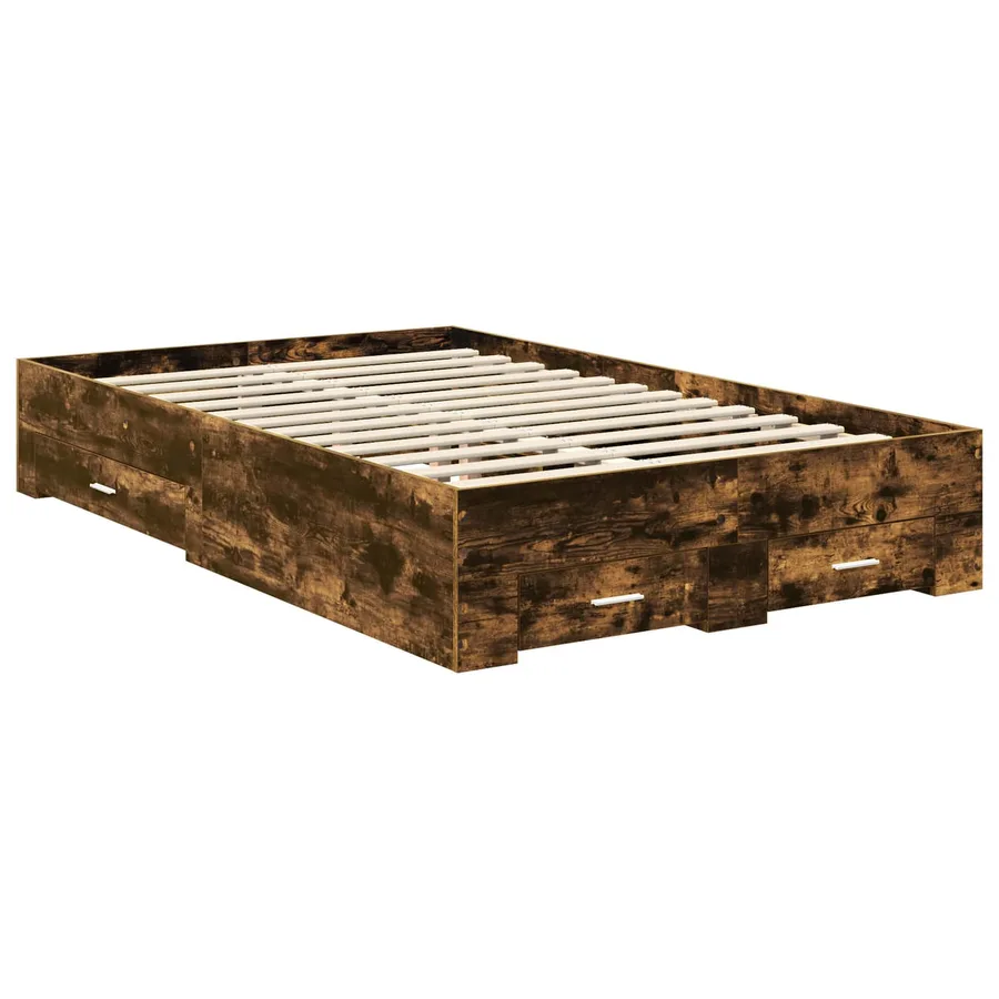 Cadre de lit Chêne fumé 135 x 190 cm Bois d'ingénierie - 6