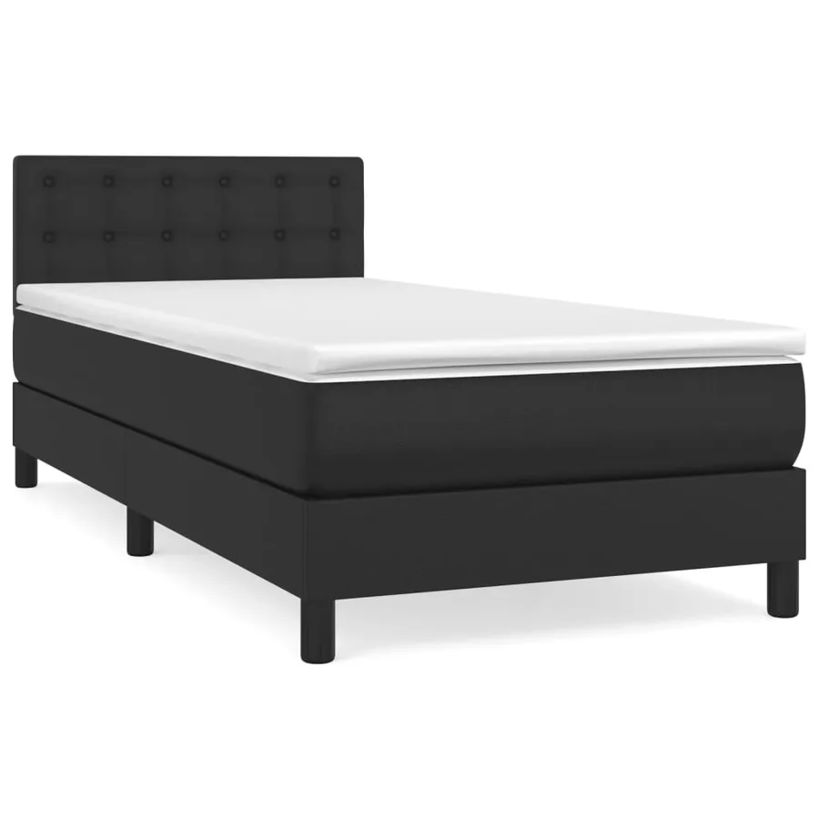 Sommier à lattes de lit avec matelas Noir 90x200 cm Similicuir - 2