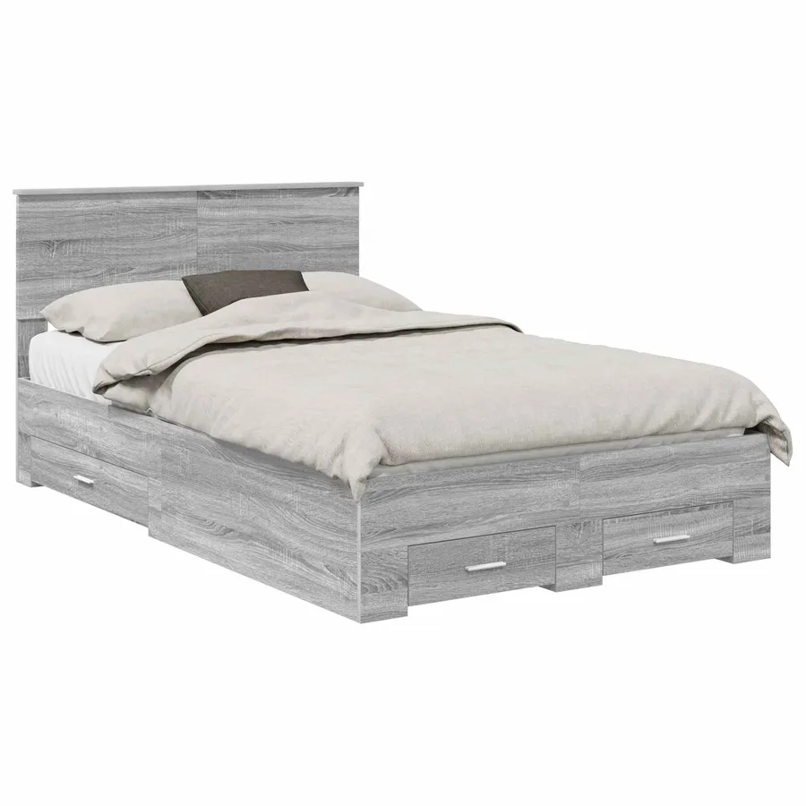 Cadre de lit Sonoma gris 120 x 190 cm Bois d'ingénierie - 2