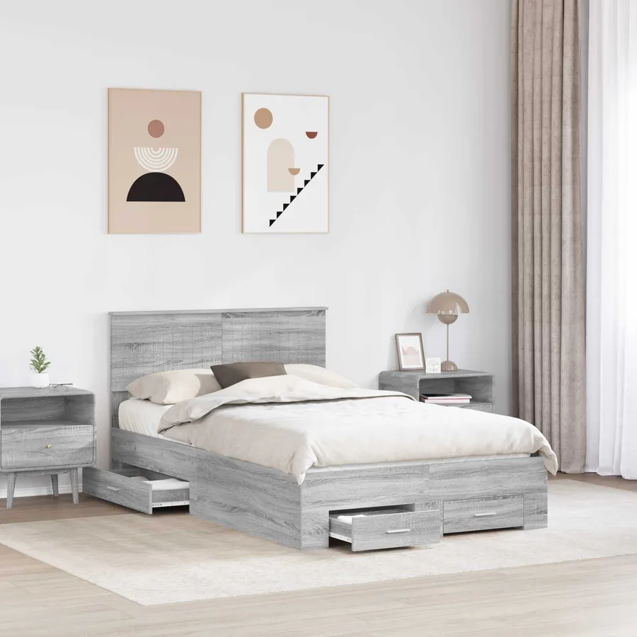 Cadre de lit Sonoma gris 120 x 190 cm Bois d'ingénierie - 3