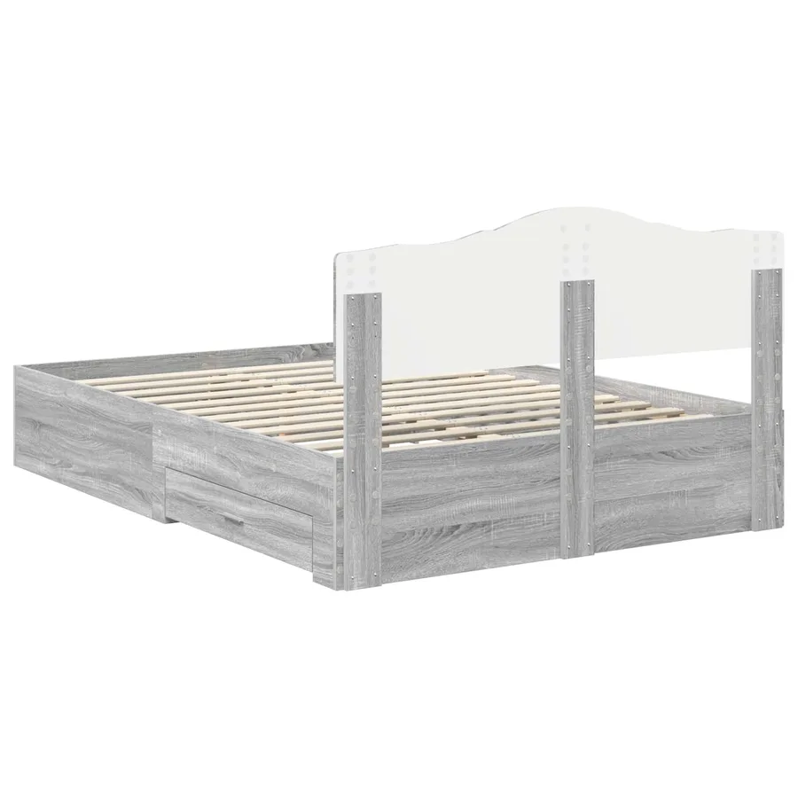 Cadre de lit Gris Sonoma 140 x 190 cm Bois d'ingénierie - 10