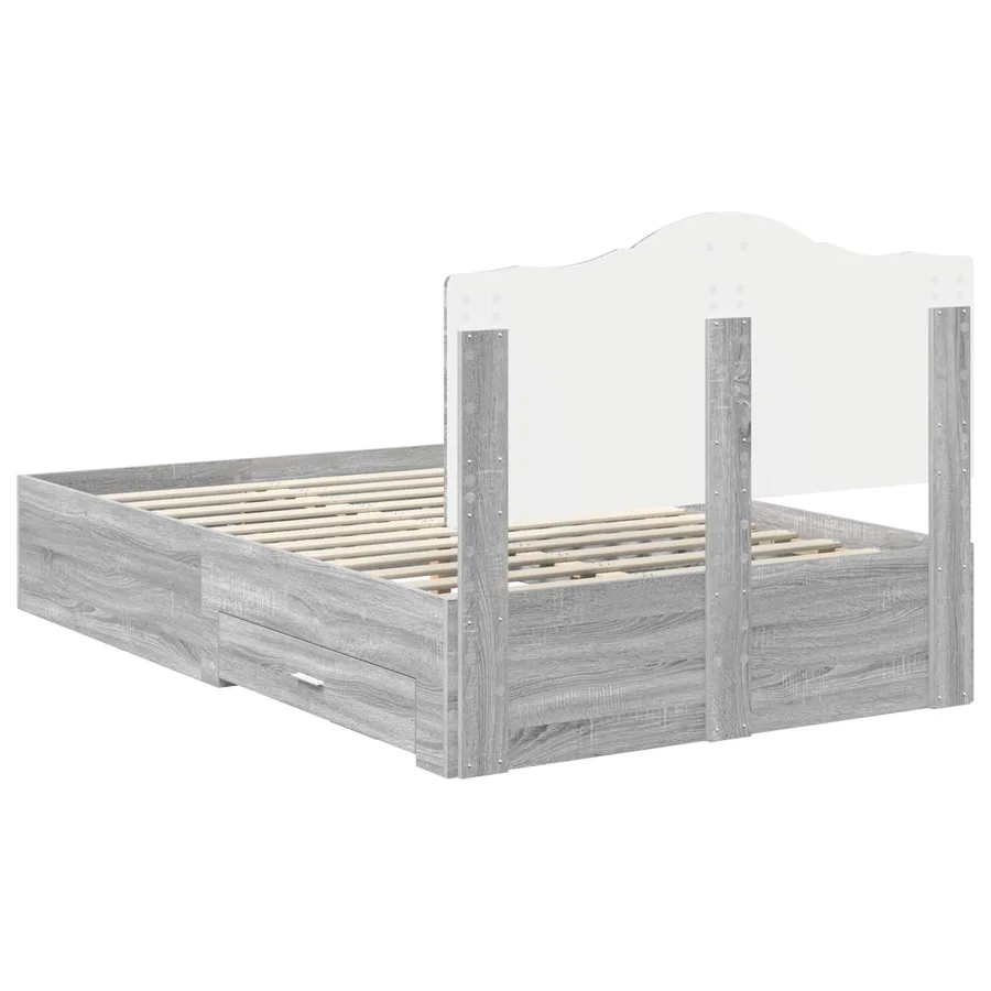 Cadre de lit Gris Sonoma 135 x 190 cm Bois d'ingénierie - 10