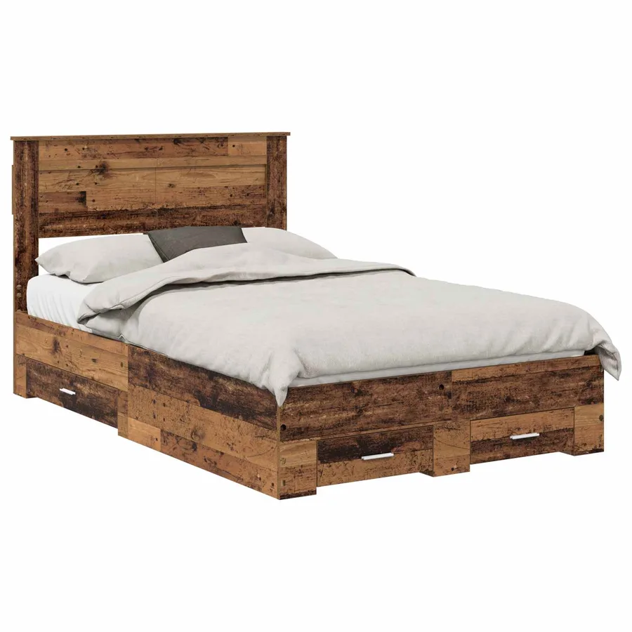 Cadre de lit Bois ancien 135 x 190 cm Bois d'ingénierie - 2