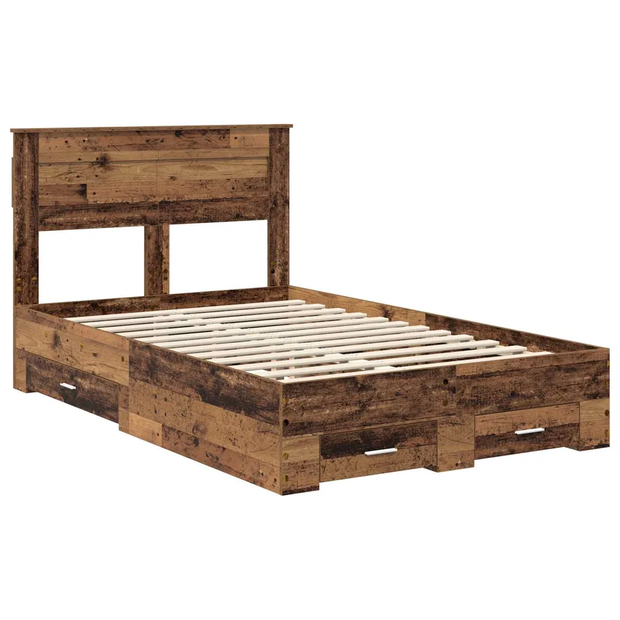 Cadre de lit Bois ancien 135 x 190 cm Bois d'ingénierie - 4