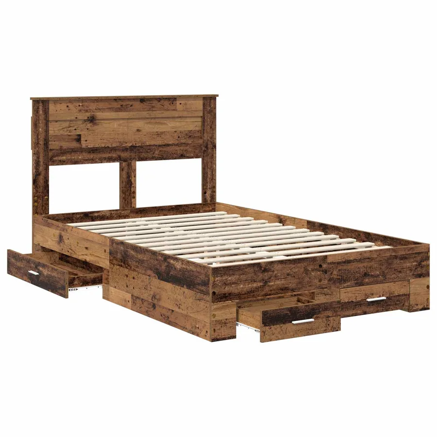 Cadre de lit Bois ancien 135 x 190 cm Bois d'ingénierie - 5