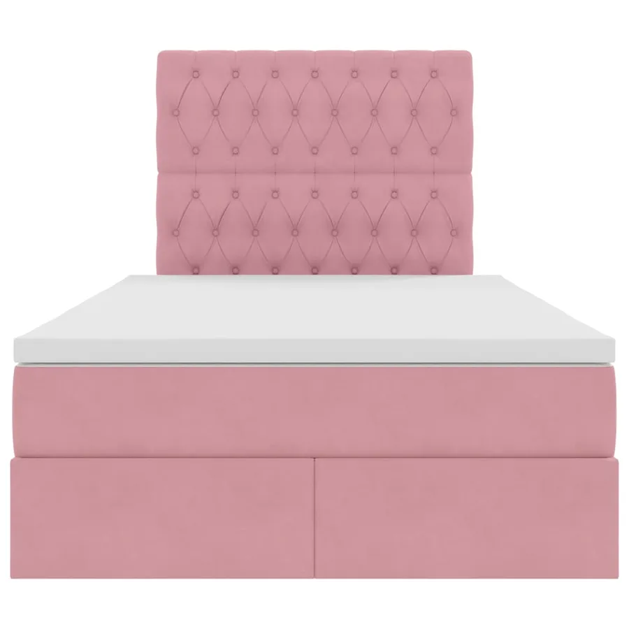 Lit avec rangement et matelas Rose 120 x 200 cm Velours - 7