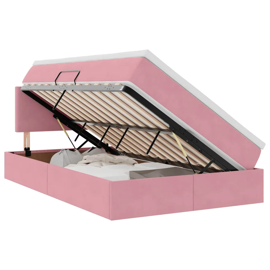 Lit de Rangement avec matelas Rose 120 x 200 cm Velours - 2