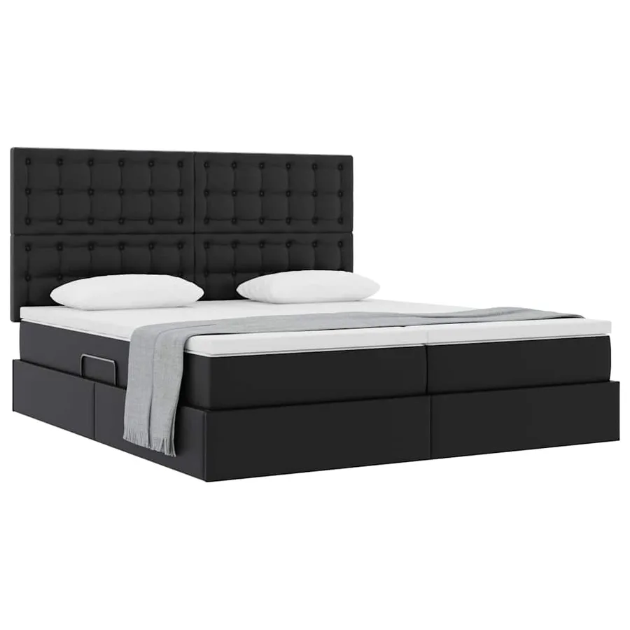 Lit avec rangement et matelas avec matelas Noir 200 x 200 cm - 3