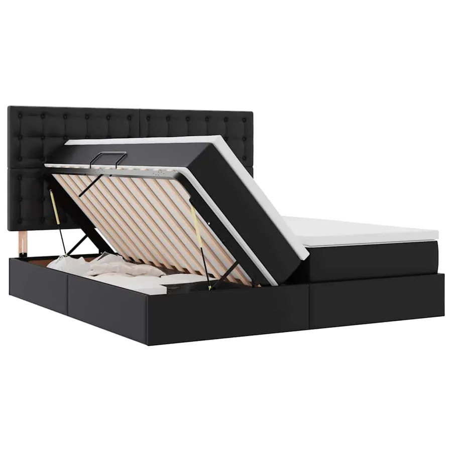 Lit avec rangement et matelas avec matelas Noir 200 x 200 cm - 7