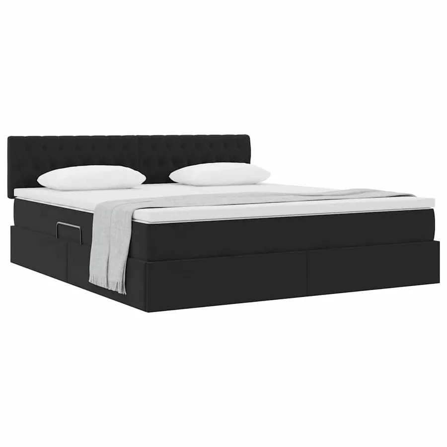 Lit de Rangement avec matelas Noir 160 x 200 cm Velours - 3