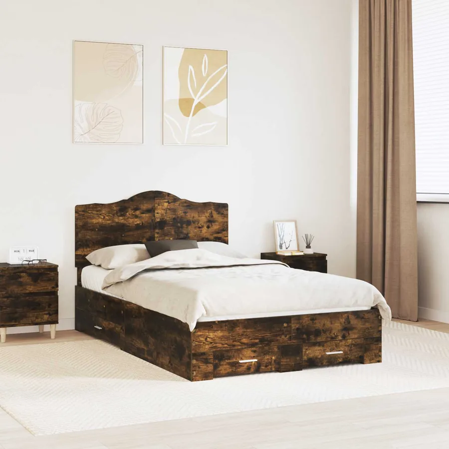 Cadre de lit Chêne fumé 120 x 190 cm Bois d'ingénierie