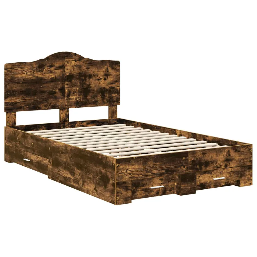 Cadre de lit Chêne fumé 120 x 190 cm Bois d'ingénierie - 4