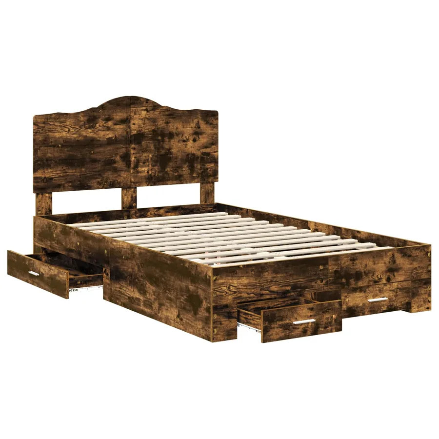 Cadre de lit Chêne fumé 120 x 190 cm Bois d'ingénierie - 5