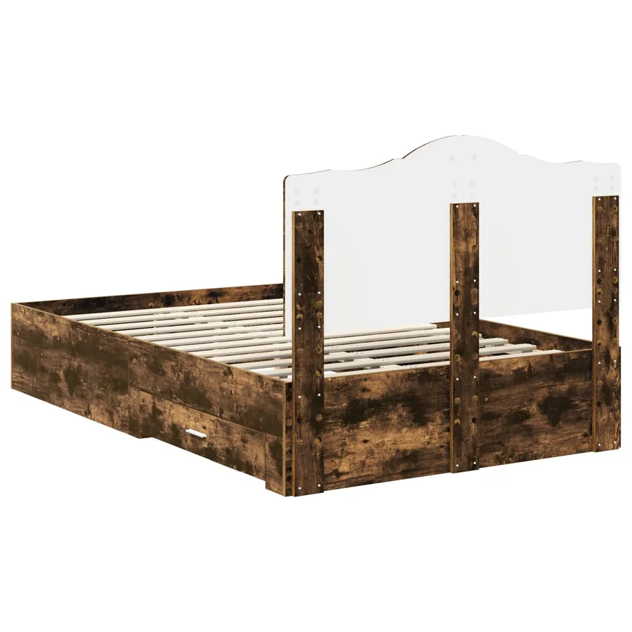 Cadre de lit Chêne fumé 120 x 190 cm Bois d'ingénierie - 8