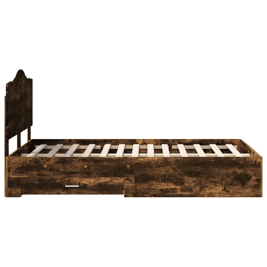 Cadre de lit Chêne fumé 120 x 190 cm Bois d'ingénierie - 9