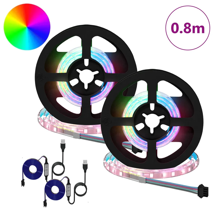 Bande LED 2 pcs Noir et Transparent 400 mm Cuivre et plastique - 2
