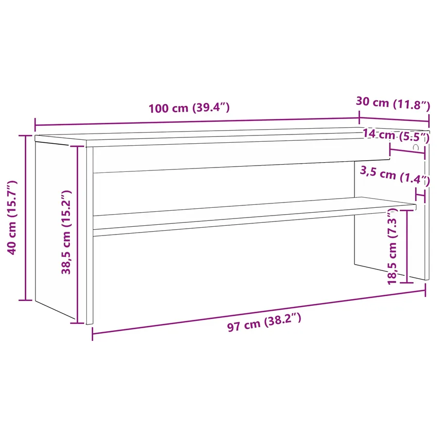 Meuble TV Blanc 100 x 30 x 40 cm Bois d'ingénierie - 8