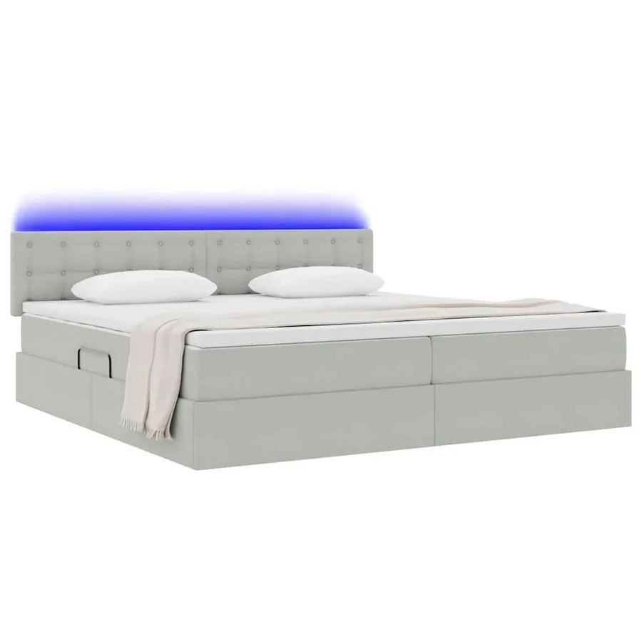 Lit de rangement LED avec matelas Gris clair 200 x 200 cm - 3